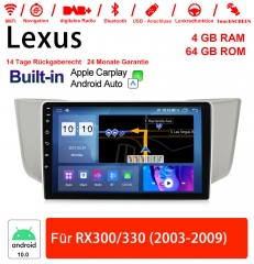 9 pouces Android 10.0 Autoradio/Multimédia 4 Go RAM 64 Go ROM Pour Lexus RX 330/300 2003 ~ 2009 CarPlay intégré / Andorid Auto