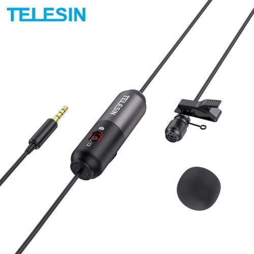 TELESIN Mikrofon 5,5 m Tragbare Clip-auf Lape Audio 3,5mm Kragen Kondensator Revers Mic Für Canon iPhone IOS DSLR Kameras