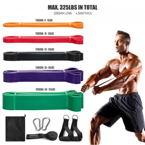 5 PCS Pull Up Assist Bands Set Resistance Band Set Exercise Stretch Band Fitness Yoga Bands Gym Equipment