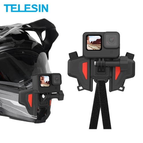 TELESIN Motorcycle Helmet Strap Mount Front Chin Stand Holder for GoPro Hero