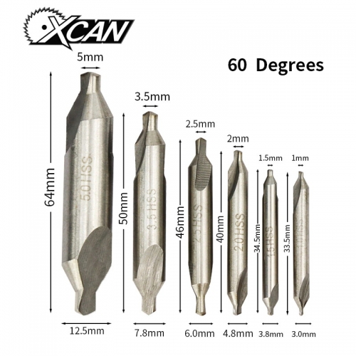 HSS Combined-Center Drill 60 Grad Countersinks Angle Bit Set 1,0mm 1,5mm 2,0mm 2,5mm 3,5mm 5mm Metal Drills