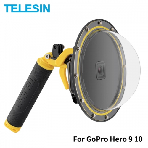 TELESIN 6 '' Dome Port 30M Waterproof Housing Case With Floating Grip Trigger For GoPro Hero 9 10 Black Underwater Cover