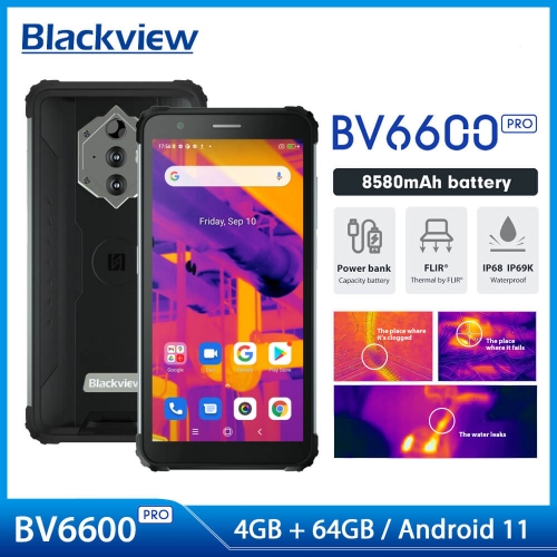 Blackview BV6600 Pro Rugged Smartphone Thermal Imaging Camera FLIR®4GB + 64GB Android 11 Mobile 8580mAh NFC Phone
