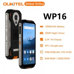 Oukitel WP16 Helio P60 Octa Core 4G Android 11 6.39" 8GB + 128GB Rugged Smartphone 10600mAh 20MP Camera Mobile Phone NFC