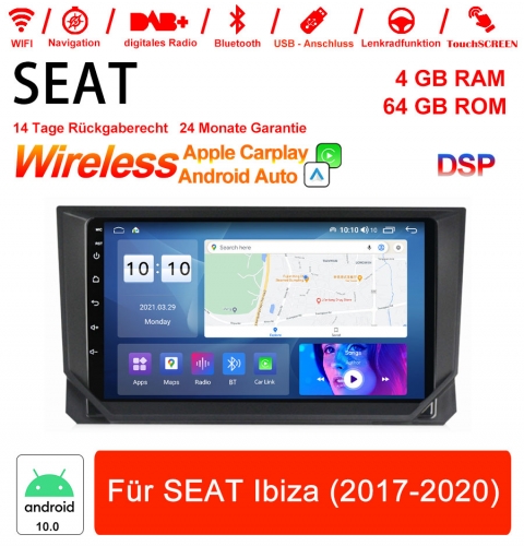9 pouces Android 10.0 autoradio / multimédia 4 Go de RAM 64 Go ROM pour SEAT Ibiza 2017-2020 avec WiFi NAVI Bluetooth USB