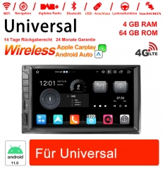 7 pouces Android 11.0 4G LTE Autoradio / Multimédia 4 Go de RAM 64 Go de RAM pour GPS universel Navigation Stéréo Radio WIFI MP3 Bluetooth USB