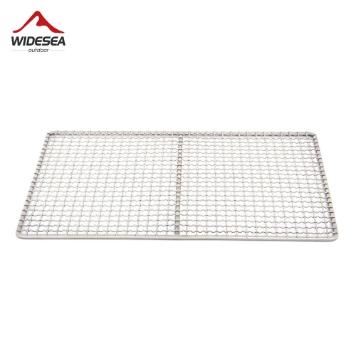 Widesea Titanium Charcoal BBQ Grill Tray Net For Camping Beach Picnic Grill Desk Tabletop Cooking Utensils Outdoor Equipment