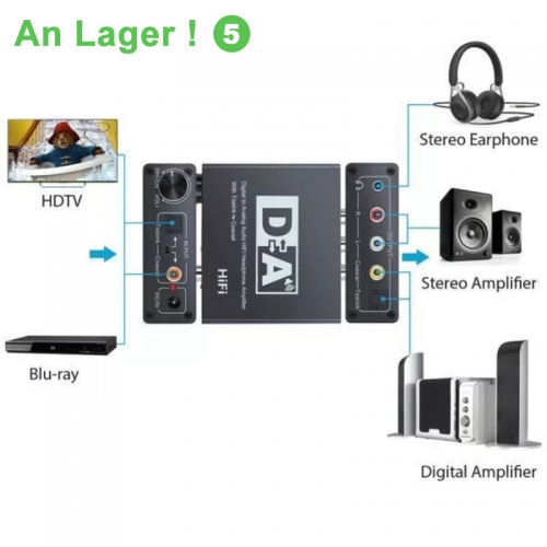 5V 192kHz Digital Optisch Koaxial Toslink zu Analog Audio Konverter RCA-L / R Dc