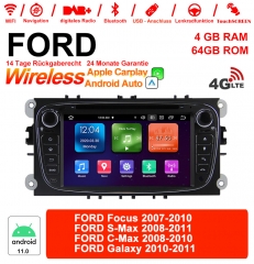 7 inch Android 11.0 4G LTE Car Radio / Multimedia 4GB RAM 64GB ROM For Ford Focus Built-in Carplay / Android Auto