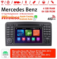 7 pouces Android 11.0 4G LTE  Autoradio / multimédia 4GB RAM 64GB ROM pour le benz W164 X164 Carplay intégré/ Android Auto