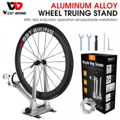 West Biking Bike Wheel Dressing Stand With Dial Gauge MTB Road BMX Bike Rims Correction Wheel Maintenance Repair Tool