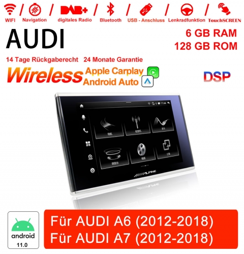 8 pouces Qualcomm Snapdragon 662 8 Core Android 11.0  Autoradio 6Go RAM 128Go ROM pour AUDI A6 2012-2018/AUDI A7 2012-2018 CarPlay intégré