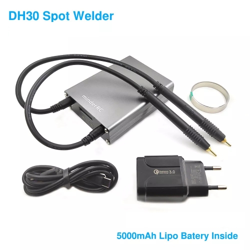 MinderRC DH30 OLED Bildschirm Tragbare Spot Schweißer Für Max 0,15mm Nickel Streifen Spot Schweißen Maschine 18650 21700 5000mAh lipo Enthalten