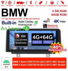 10.25" Qualcomm Snapdragon 625(MSM8953) 8 Core A53 2.0 GHZ Android 10.0 4G LTE Autoradio/Multimédia USB WiFi Navi Carplay pour BMW Séries 3/Séries 4