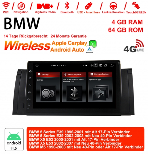 9 Zoll Android 11.0  Autoradio / Multimedia 4GB RAM 64GB ROM Für BMW X5 E53 M5 E39 Built-in Carplay / Android Auto