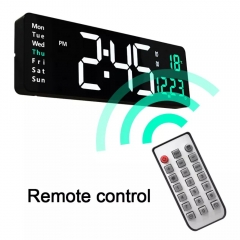 Electronic Wall Clock Remote Control Temp Date Power Off Memory Table Clock Wall Dual Alarms Digital LED Clocks