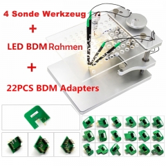 LED BDM Rahmen Edelstahl + 22 Stück BDM Adapter Für KTAG KESS FGTECH BDM100 + 4 Sonde OBD2 ECU Tuning Programmierer Remap Werkzeug