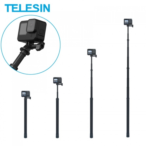 TELESIN 3M Selfie Stick Carbon Fiber Monopod Adjustable Length 1/4 Screw Hole For GoPro 10 9 8 7 Osmo Action Insta360 Xiaoyi Sjcam
