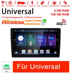 10.1 Zoll Android 11.0 4G LTE Autoradio / Multimedia 8GB RAM 128GB ROM Für Universal GPS Navigation Stereo Radio Built-in CarPlay / Android Auto
