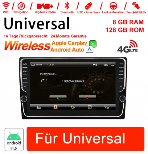 9 Zoll Android 11.0 4G LTE Autoradio / Multimedia für Universal GPS Navigation Stereo Radio mit Bluetooth WiFi USB Built-in Carplay / Android Auto