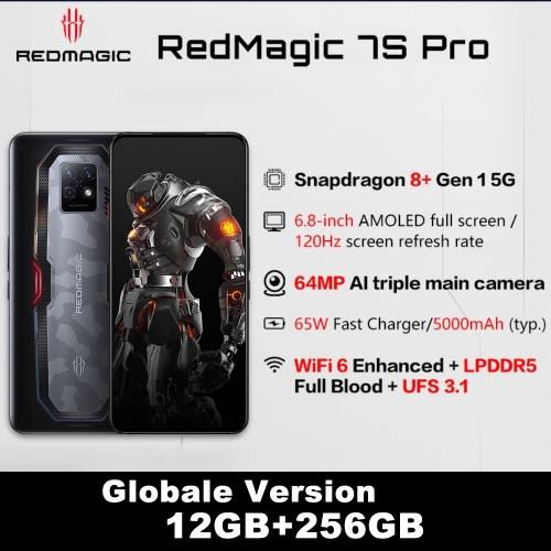 Nubia RedMagic 7S Pro 6.8'' Android 12 Qualcomm Snapdragon 8+Gen1 5G 12GB RAM 256GB ROM Smartphone 5000mAh Akku