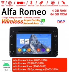 6,2 pouces Android 12.0 Autoradio 4 Go de RAM 64 Go ROM pour Alfa Romeo Spider 159 Brera 159 Sportwagon intégré Carplay/Android Auto