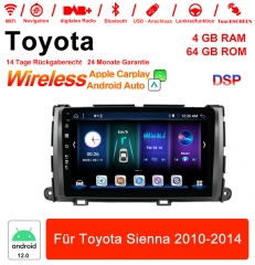9 Zoll Android 12.0 Autoradio / Multimedia 4GB RAM 64GB ROM Für Toyota Sienna 2010-2014 Built-in Carplay / Android Auto