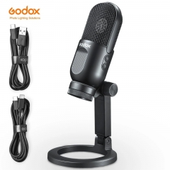 Godox UMic12 Microphone Mini condensateur d'enregistrement de bureau avec contrôle du volume muet à un bouton en temps réel