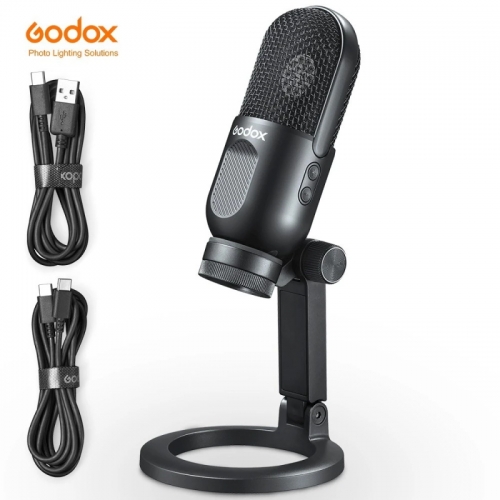 Godox UMic12 Mikrofon Mini Desktop Aufnahme Kondensator mit Einem-Taste Mute Volume Control Real-Zeit für Live-Stream / überspielen
