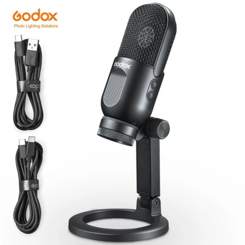 Godox UMic12 Microphone Mini condensateur d'enregistrement de bureau avec contrôle du volume muet à un bouton en temps réel