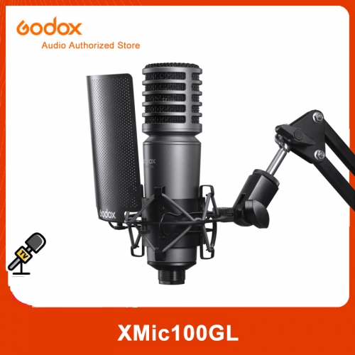 Godox XMic100GL Professionelle Mikrofon Große-membran Kondensator XLR Mikrofon für Studio Aufnahme mit Benutzerdefinierte Pop Filter