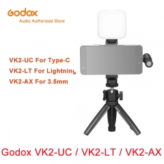 Godox VK2-UC VK2-AX VK2-LT VK2 Microphone Vlog Kit pour iPhone Android Téléphone Portable Smart Phone avec lumière LED Trépied de Bureau Portable