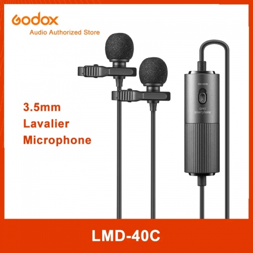 Godox LMD-40C Lavalier Wired 3.5mm Mic for Smartphone Computer Vlog DSLR Camcorder Audio for Interview Meeting Live Streaming