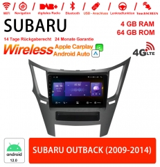 9 pouces Android 12.0 4G LTE Autoradio / Multimedia 4 Go de RAM 64 Go de ROM pour SUBARU OUTBACK 2009-2014 Built-in Carplay