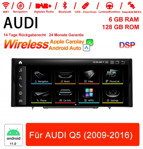 Qualcomm Snapdragon 665 8 Core Android 12.0 4G Autoradio/ Multimédia pour AUDI Q5 2009-2016 CarPlay intégré/Android Auto