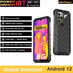 Ulefone Power Armor 18T Rugged Phone FLIR®Smartphone 12GB + 256GB 9600mAh moblie telefon NFC telefones Android 12 Global Version