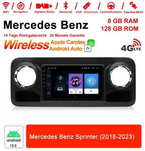 10 pouces Android 12.0 4G LTE Autoradio / Multimedia 8 Go de RAM 128 Go de ROM pour Benz Sprinter 2018-2023 Built-in Carplay