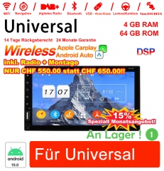 6.95 Zoll Android 12.0 Autoradio / Multimedia 4GB RAM 64GB ROM Mit DVD für Universal GPS Navigation Stereo Radio Built-in Carplay / Android Auto