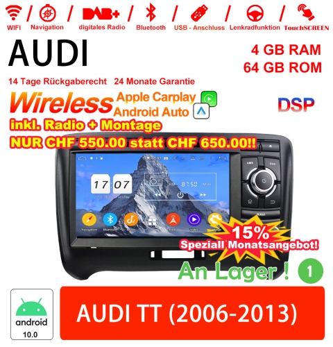 7 pouces Android 12 Autoradio/multimédia 4GB RAM 64GB ROM pour AUDI TT Avec WiFi NAVI Bluetooth USB Carplay / Android Auto intégré