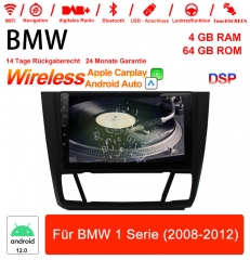 9 Zoll Android 12.0 Autoradio 4GB RAM 64GB ROM Für BMW 1 Serie (2008-2012) Built-in Carplay / Android Auto