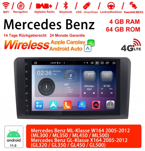 9 Zoll Android 11.0 4G LTE Autoradio / Multimedia 4GB RAM 64GB ROM Für  Benz W164  X164 Built-in Carplay / Android Auto
