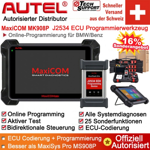 Autel MK908P Diagnosescanner mit J2534 Neuprogrammierung/ECU-Codierung/Programmierung, bidirektional, alle Systemdiagnosen