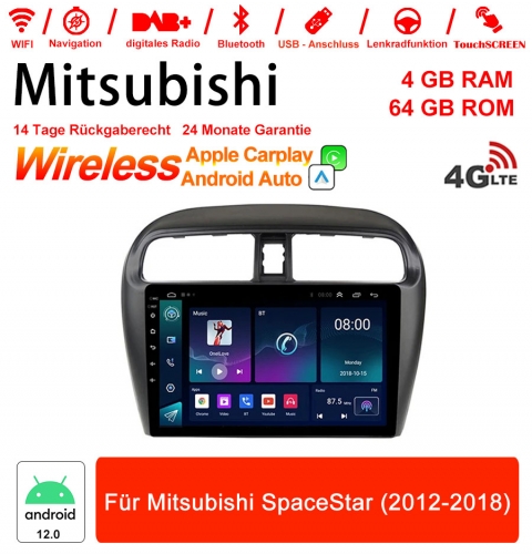 9 pouces Android 12.0 4G LTE Autoradio / Multimedia 4GB RAM 64GB ROM Pour Mitsubishi SpaceStar 2012-2018 Carplay intégré / Android Auto