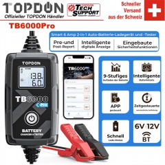 TOPDON TB6000Pro 5-240ah 6V 12V 2 en 1 chargeur de batterie de voiture testeur de batterie plomb acide Lithium chargeur de batterie intelligent