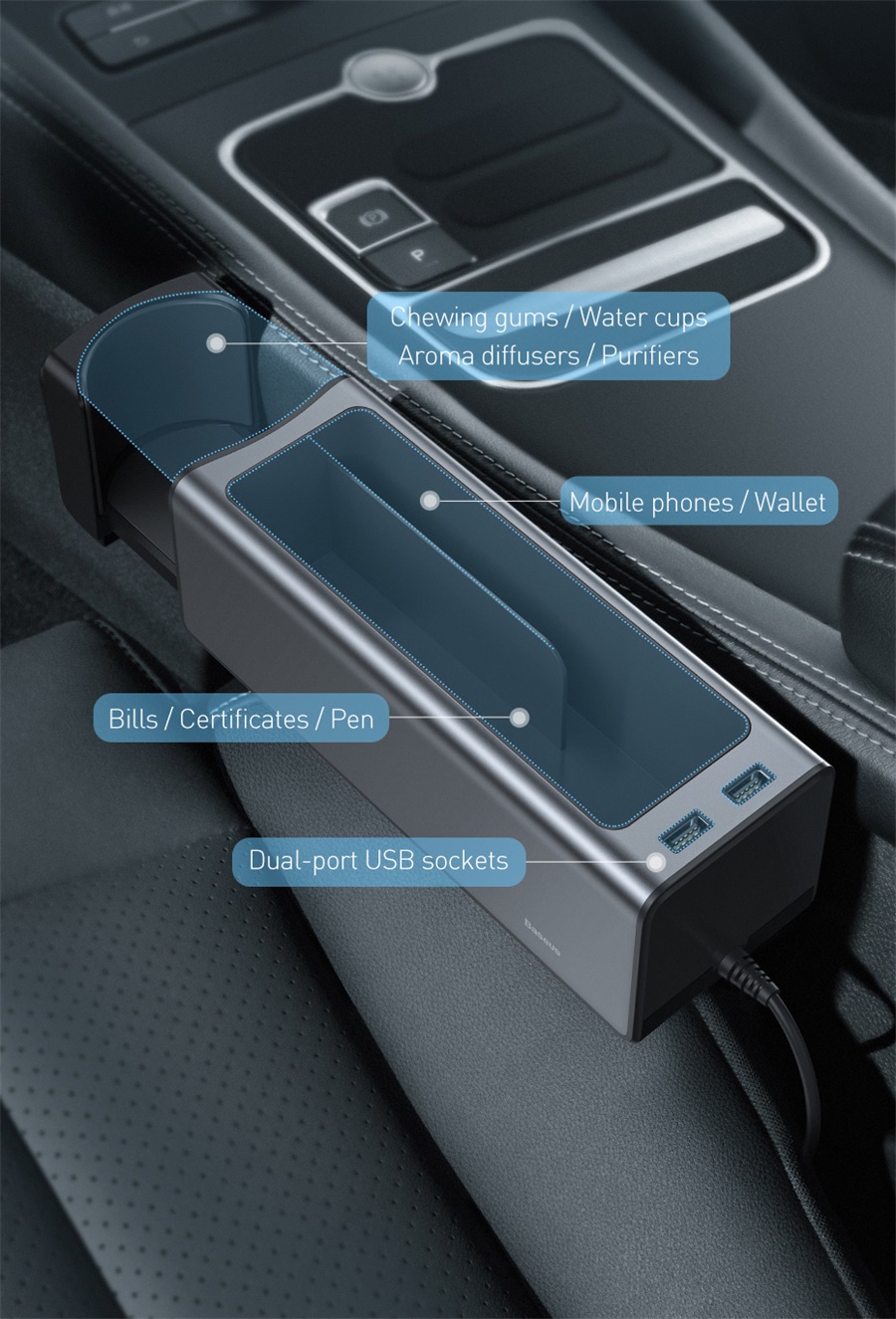 Baseus Car Seat Crevice Gaps Storage Box