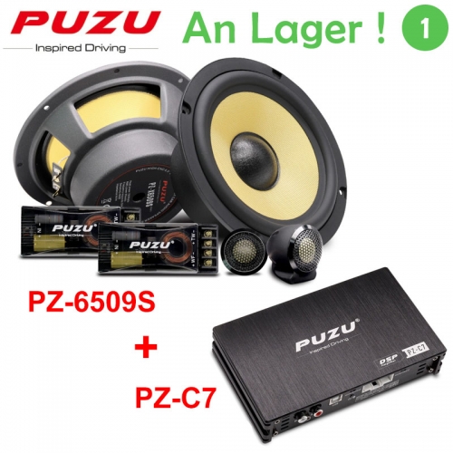 PUZU PZ-6509S Car Audio Passive Two Piece Speaker System Midwoofer Tweeter Crossover + Puzu PZ-C7 Car DSP Amplifier