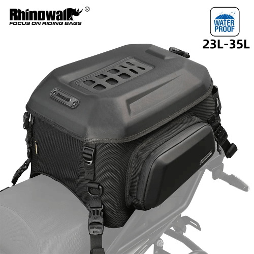 Rhinowalk Motorrad Schwanz Tasche 100% Wasserdichte Innere Tasche 23L-35L Erweiterbar  Tasche Hardshell Rucksack Gepäck Rider Fall