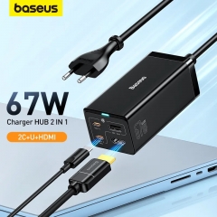Baseus 67W GAN5 USB C Charger Hub Fast Charging For iPhone 14 13 Type C Hub 4K 30Hz HDMI USB4 Adapter For Switch Steam Deck Dock