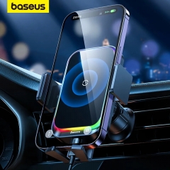 Baseus Car Phone Holder Infrared RGB15W QI Wireless Phone Charger for iPhone Xiaomi Samsung Auto Mount Fast Charging Easy Control