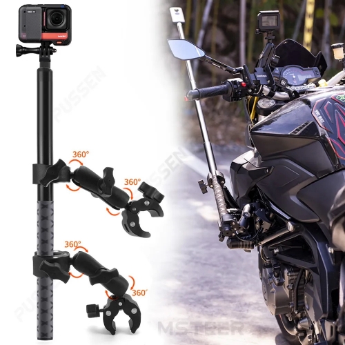 Motorcycle Bike Invisible Selfie Stick Monopod Handlebar Mount for GoPro Max Hero 11 Insta360 One X2 X3 Accessories